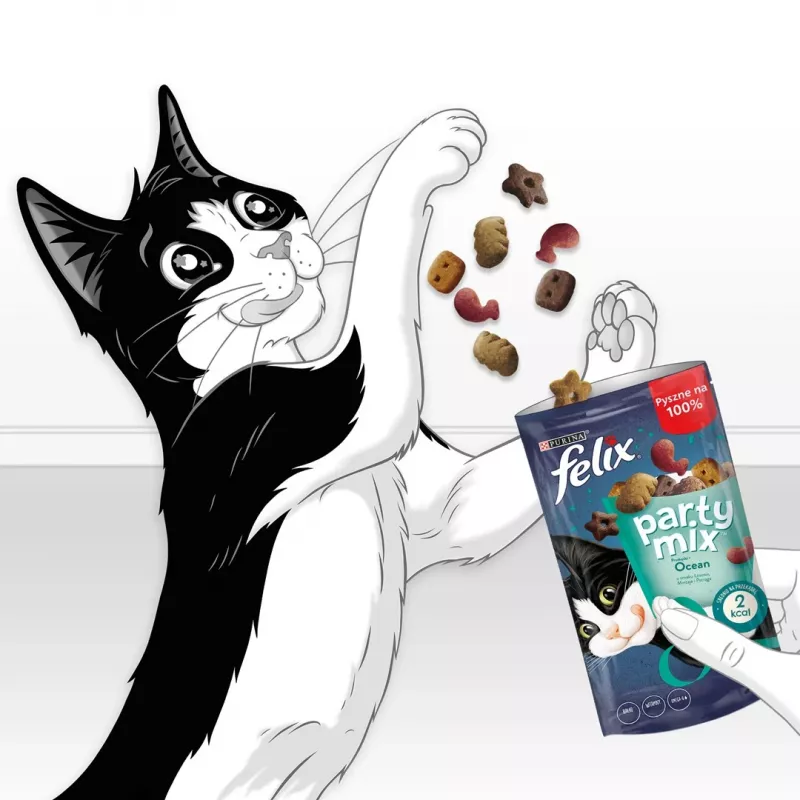 Felix Party Mix Ocean Mix kaķu gardumi 60 g — kārsums pieaugušiem kaķiem