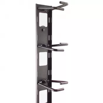 APC NetShelter kabeļu pārvaldības panelis, vertikāls, kabeļu gredzeni, 8 gab., melns, 55 mm x 766 mm x 85 mm
