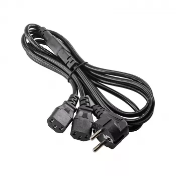 Akyga AK-PC-04A strāvas sadalītāja kabelis CEE 7/7 uz 2x IEC C13, 1,8 m, melns
