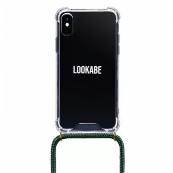Phone necklace maciņš Lookabe iPhone X / Xs — zelts ar zaļu siksnu