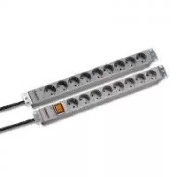 Bachmann 691685 19 inch 1HE Strāvas sloksne 9x iezemēta ligzda bez slēdža, Pelēka