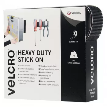 VELCRO Klettband Extra Stark Selbstklebend, Haken & Flausch 50mm x 5m Schwarz