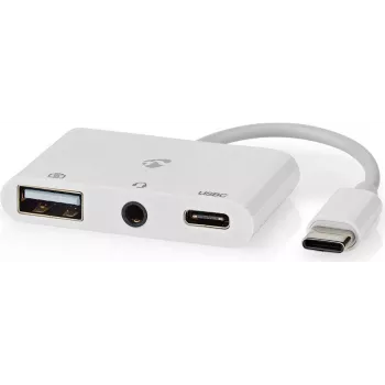 Nedis CCGB64790WT01 Laptop Dockingstacija & Portreplikators Vadu USB 2.0 Type-C Balts (CCGB64790WT01)