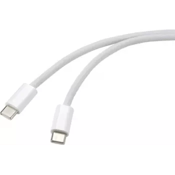 Renkforce USB kabelis USB-C® spraudnis, USB-C® spraudnis 1.00 m Balts Vītā pāra RF-6056882