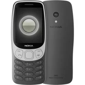 Nokia 3210 4G (2024) (TA-1618) Grunge Black - 2.4 collu TFT telefons ar 64 MB RAM, 128 MB krātuvi, Dual SIM, Bluetooth 5.0, 2 MP kamera
