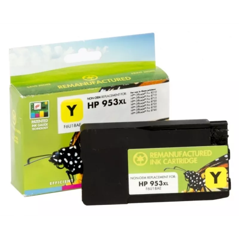 Saderīga Statiskās kontroles HP 953XL (F6U18AE) Dzeltena tintes kasetne (Jauna mikroshēma)