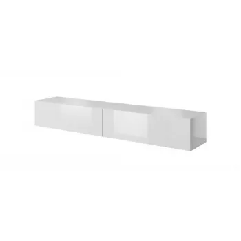 TV statīvs cama meble SLIDE 200 — 2000×400×300 mm, balts spīdīgs MDF, balts rāmis