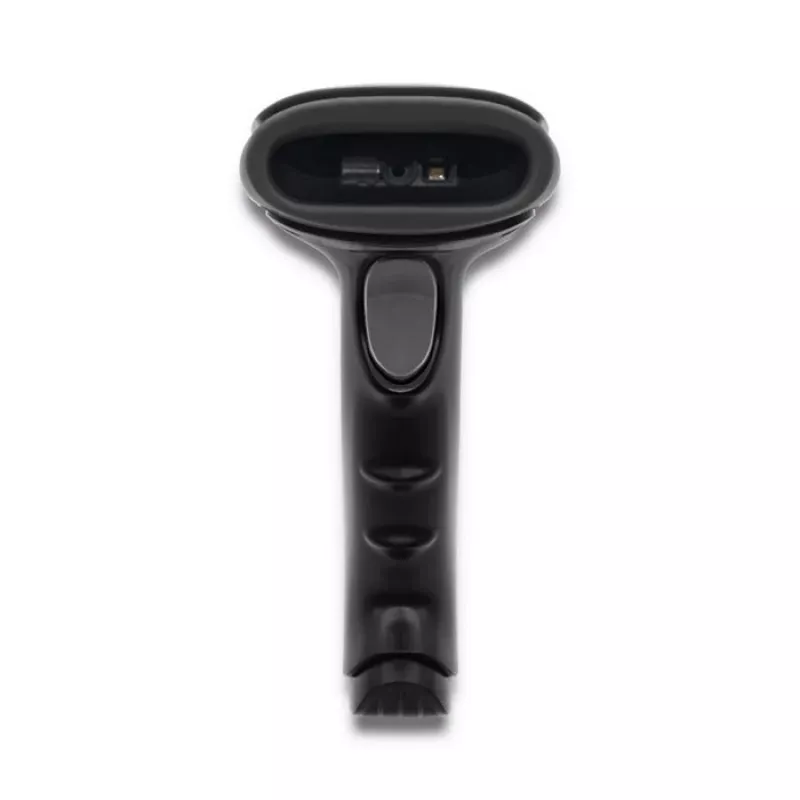 Rokas svītrkodu lasītājs QOLTEC 50868 — 1D/2D lāzera skeneris, USB vads un bezvadu, darba attālums 600 mm, melns