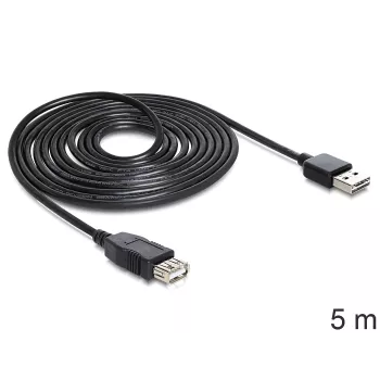 USB kabelis DeLOCK EASY-USB 2.0-A 5m Melns
