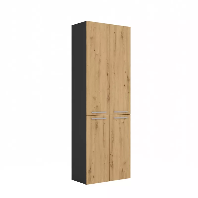 Topeshop NEL 1K DD ANT/ART KP vannas istabas skapis Graphite, Oak