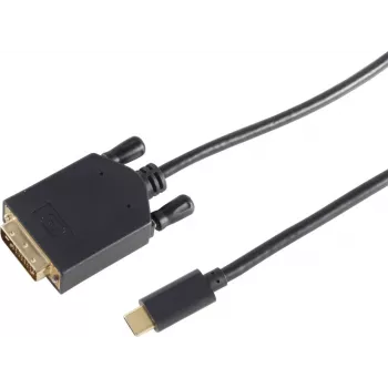 Video kabeļa adapteris S/CONN 10-58045 3 m DVI-D USB Type-C Melns