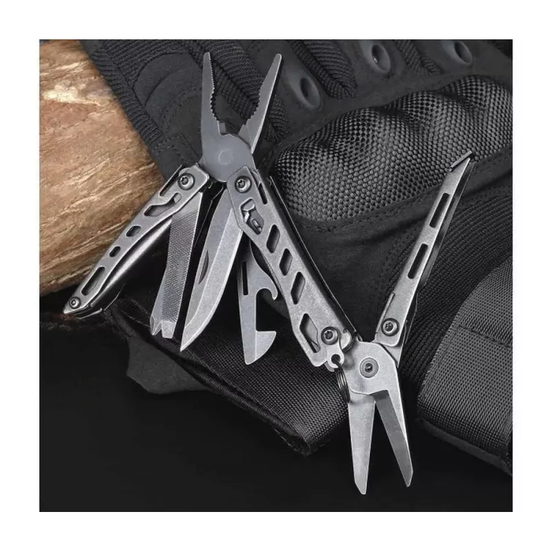 Daudzrīks Nextool Mini FLAGSHIP NE20122 — 10-in-1 kompakts nerūsējošā tērauda daudzrīks, melns, 67×27×17 mm, 83 g