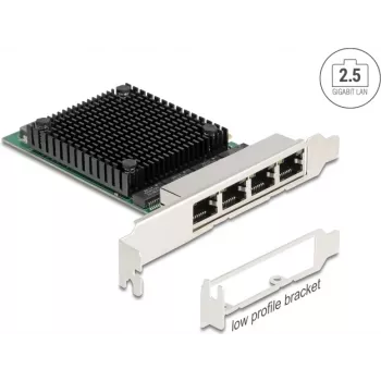 Tīkla karte DELOCK PCI Express x4 2.5 Gigabit LAN ar 4x RJ45 portiem