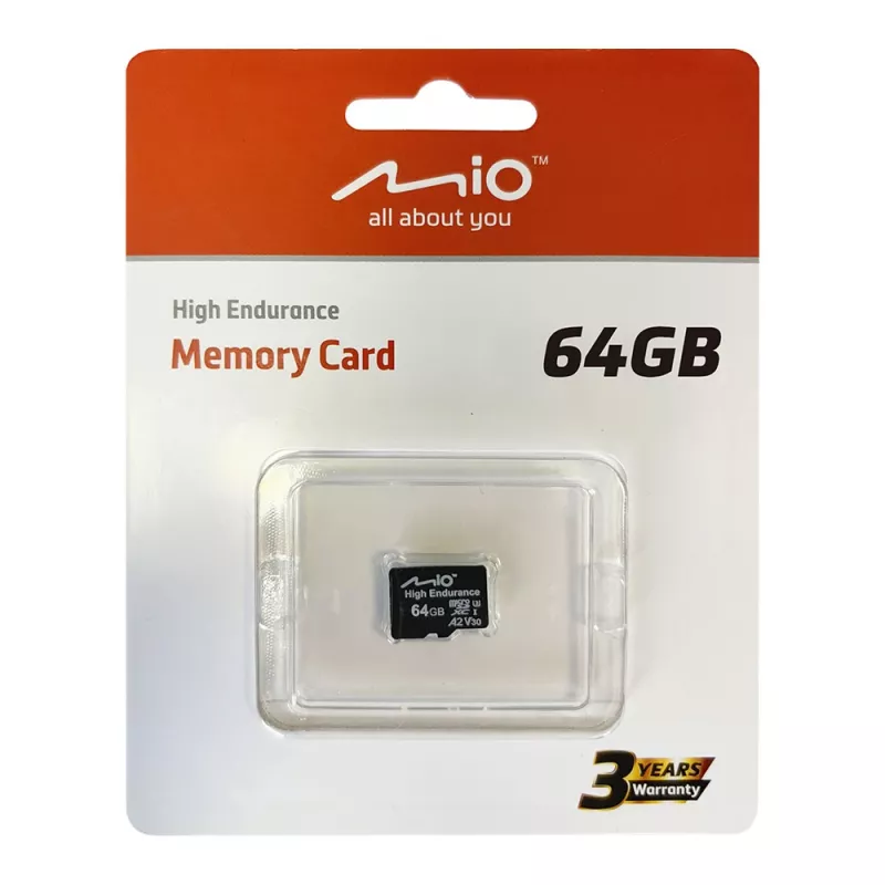 MicroSD atmiņas karte MIO Flash Memory 64GB UHS-I High Endurance nepārtrauktai ierakstīšanai