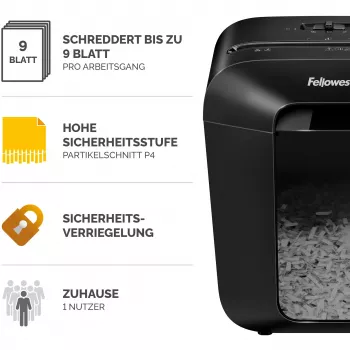 Fellowes Powershred LX50 papīra smalcinātājs daļiņu griešana Melns