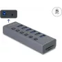 USB 3.0 ārējais 6 portu centrmezgls DELOCK 64237 ar individuāliem slēdžiem un SD/MicroSD kartes slotu
