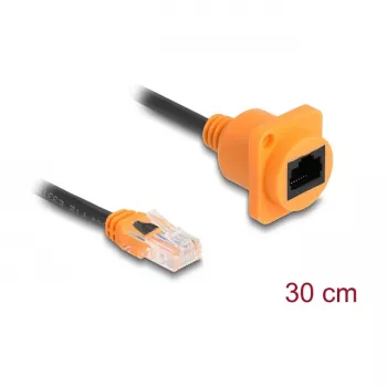 DeLOCK 90804 tīkla kabelis 0,3 m Cat5e U/UTP RJ-45 Melns Oranžs