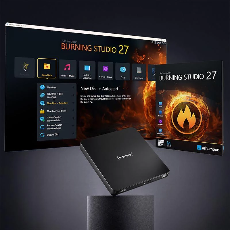 Ārējais DVD RW diskdzinis Intenso USB 3.2 Melns