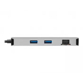 Eaton Tripp Lite USB-C Dokstacija, Divi Displeji - 4K 60 Hz HDMI, USB 3.2 Gen 1, USB-A Hubs, GbE, Atmiņas Karte, 100W PD Uzlāde, Pelēka