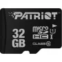 Patriot PSF32GMDC10 microSDHC atmiņas karte — 32 GB, UHS-I, Class 10 (U1), V10, 80 MB/s, melna