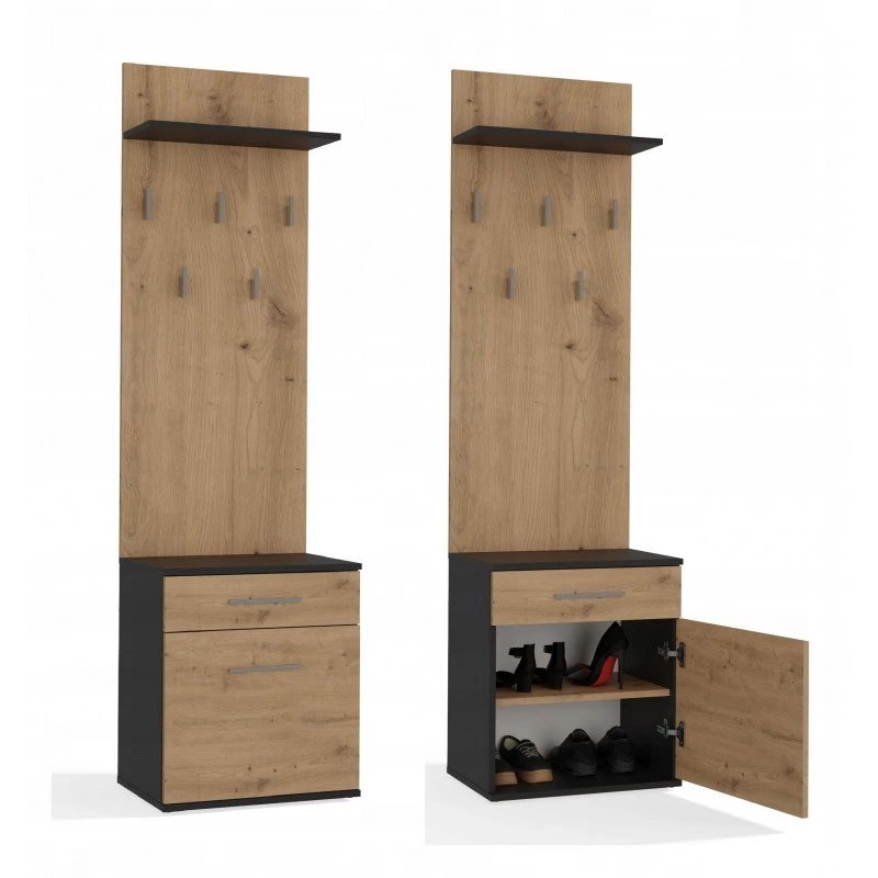 Sienas pakaramais Top e Shop DUO WIESZAK ANT/ART antracīts un ozols, skaidu plātne, 5 āķi