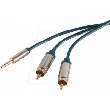 Audio kabelis ShiverPeaks SP30832-5-SLIM 5m 3.5mm 2xRCA zils hroms
