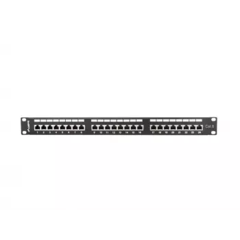 Patch panel 1U LANBERG PPS6-1024-B, 24-portu Cat6, metāla, melns, 442×114.5×44,5 mm