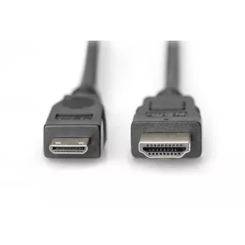 Digitus ASSMANN HDMI kabelis, Mini-HDMI (vīriešu) — HDMI (vīriešu), 3 m, dubultā izolācija, melns (AK-330106-030-S)