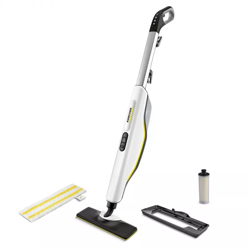 Tvaika mops Kärcher SC 3 UPRIGHT — 0,5 L tvertne, 1600 W, 30 s uzsildīšana, izņemama tvertne, paklāja slidotājs