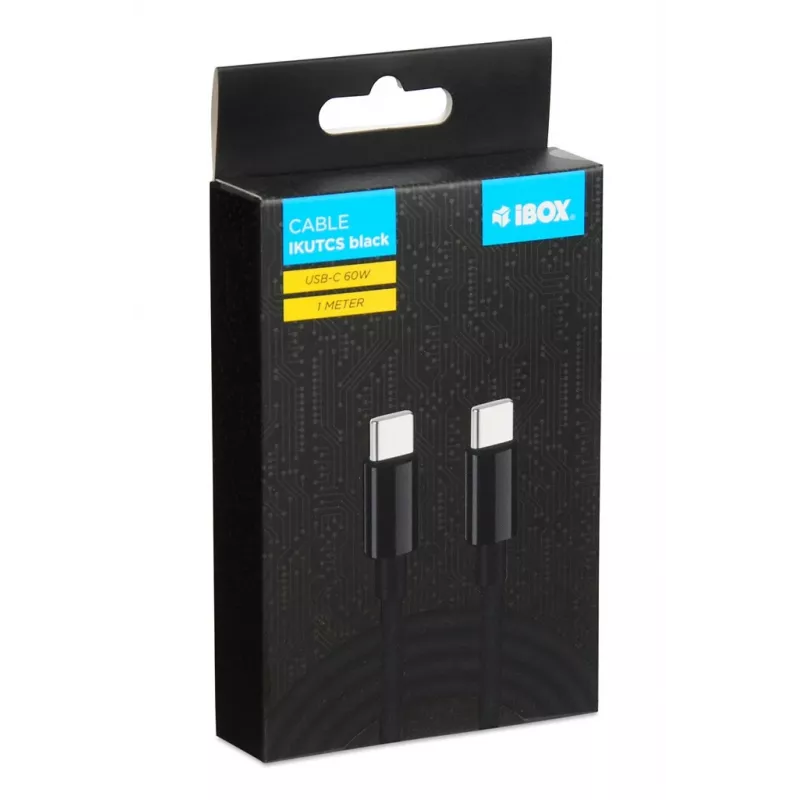 iBOX IKUTC USB-C kabelis 60W 1m Melns