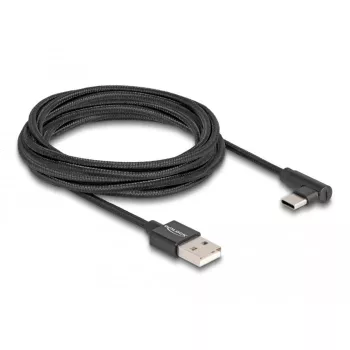 DeLOCK USB 2.0 kabelis, USB A tipa tēviņš uz USB C tipa tēviņu (leņķa), 3 m, melns
