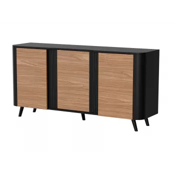Kumode Cama Meble VOLARE 151 x 39 x 75 cm, melna/valrieksts, skaidu plātne