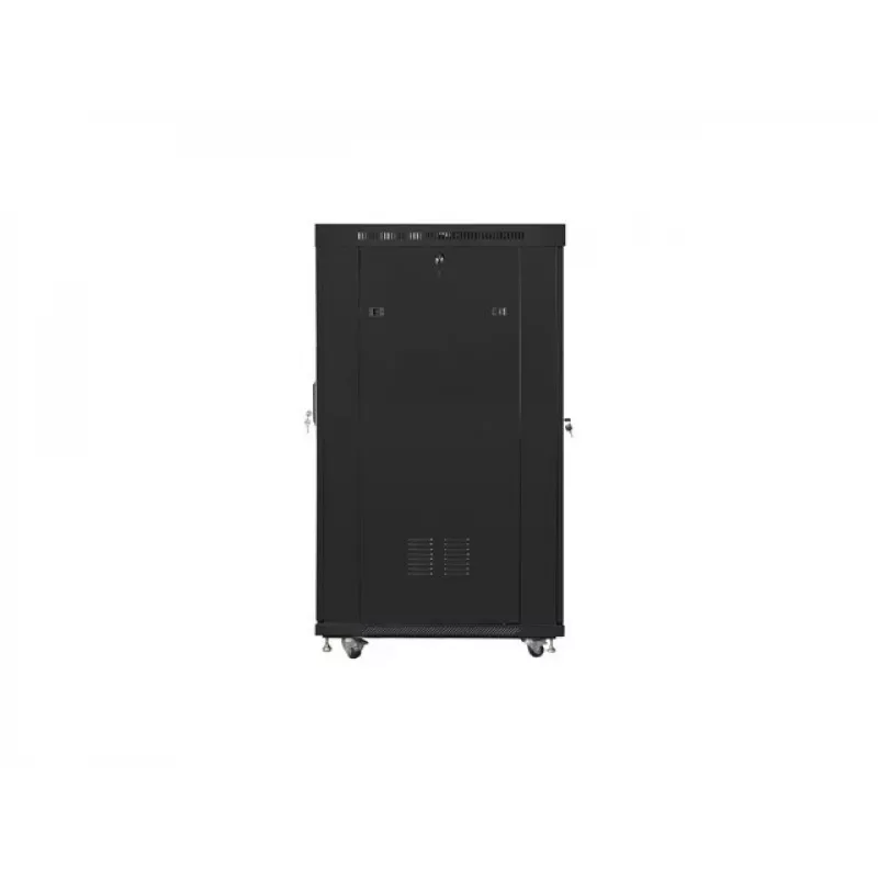 Brīvi stāvošs 19 inch skapis 22U 800x1000 ar stikla durvīm un LCD displeju (plakanā iepakojumā) V2 melns