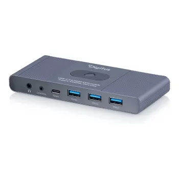 KVM slēdzis DIGITUS USB-C 3.0 HDMI 2-portu 4K60Hz, USB-C/USB-A, alumīnijs, 135×60×30 mm