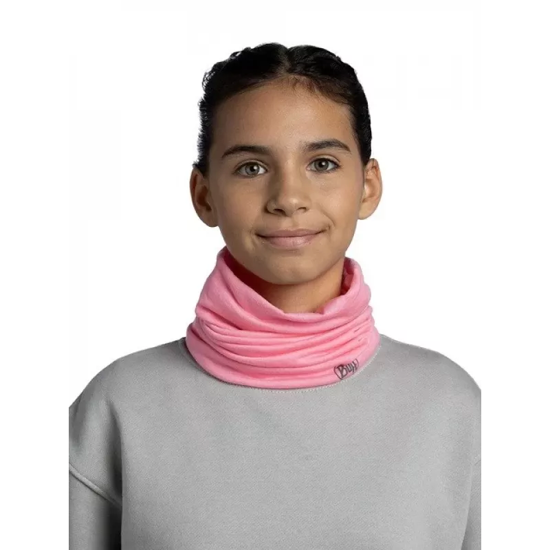Daudzfunkcionāla bērnu bandana Buff Merino Lightweight – vienkrāsaina rozā, bezšuvju merino vilnas galvassega bērniem