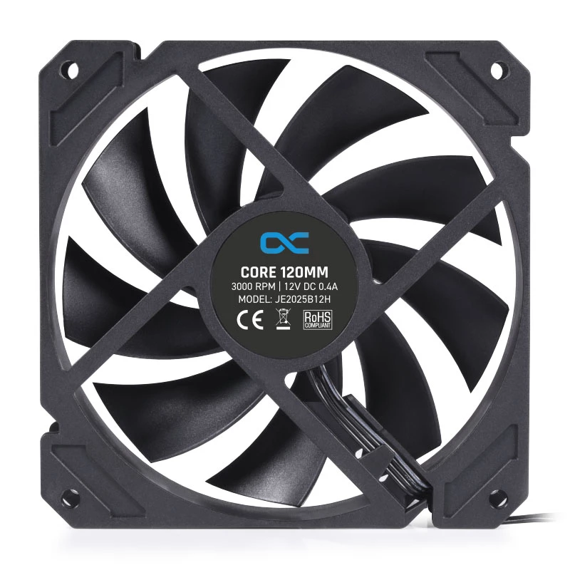 Alphacool Core 120 mm ventilators 3000 RPM 7.83 mmH2O dubultā lodīšu gultnis Melns 120x120x25 mm