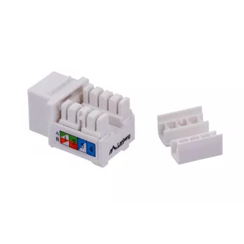 Keystone modulis LANBERG KSU6-1090, Cat6 U/UTP plakanais, RJ-45 vīrietis uz LSA sieviete, AWG 22/26, 14.5×16.1 mm, balts