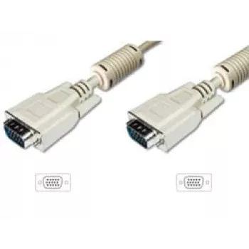 VGA monitora savienojuma kabelis DIGITUS AK-310103-100-E — HD15(M) līdz HD15(M), 10 m, 3Coax+7-vadu, bēšs
