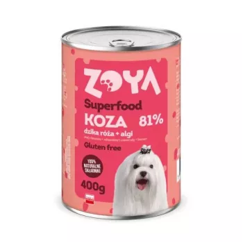 Slapjā suņu barība ZOYA Superfood Goat 400 g – pilnvērtīga pieaugušo barība ar kazas gaļu, 400 g skārdenē