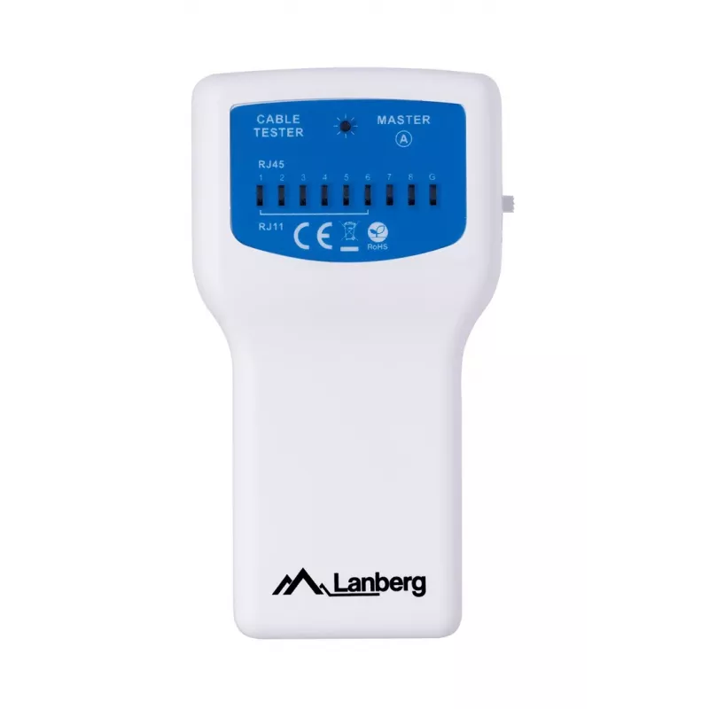 PoE tīkla kabeļu testeris LANBERG NT-0402 ar RJ-45/RJ-11 atbalstu, LED indikatoriem