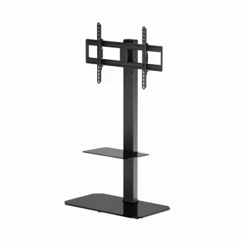 Grīdas TV statīvs GEMBIRD TVS-86ST-01 43–86 collu televizoriem, melns, rūdīta stikla pamatne, VESA 100x100–600x400, max 60 kg