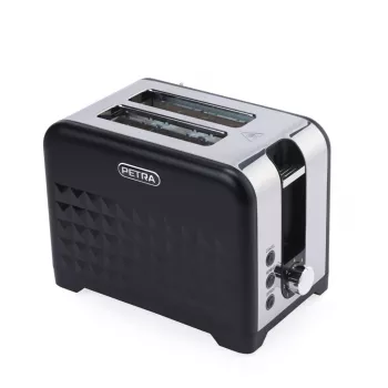 Toasteris Petra PT6104BVDE 2 šķēlēm, melns, regulējama grauzdēšanas pakāpe, izņemama drupatu paplāte