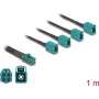 DeLOCK 90140 koaksiālais kabelis 1 m Mini FAKRA Z – 4 x FAKRA Z Aqua Melns