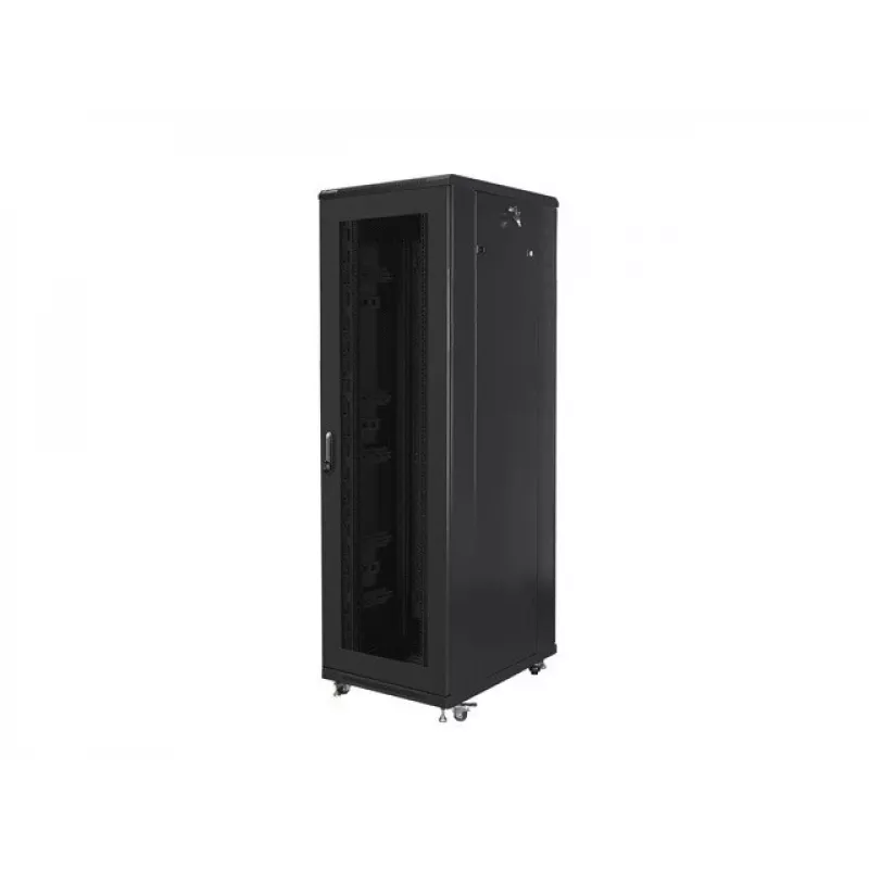 Rack skapis 19 collu LANBERG FF01-8842-23B 42U ar sieta priekšējām durvīm, melns