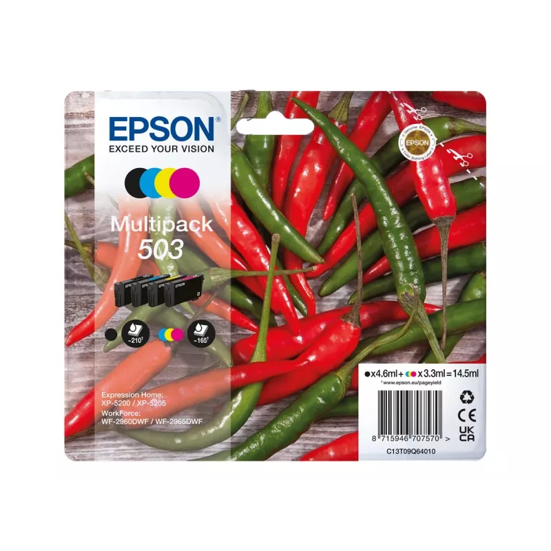 Epson 503 oriģinālā tintes kasetne 4 gab. (melna, ciāna, fuksīna, dzeltena) standarta iznākums