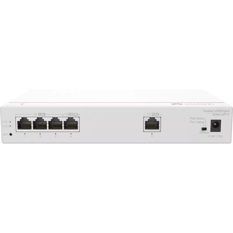 Huawei S380-L4P1T daudzpakalpojumu maršrutētājs, 1x WAN, 4x PoE LAN