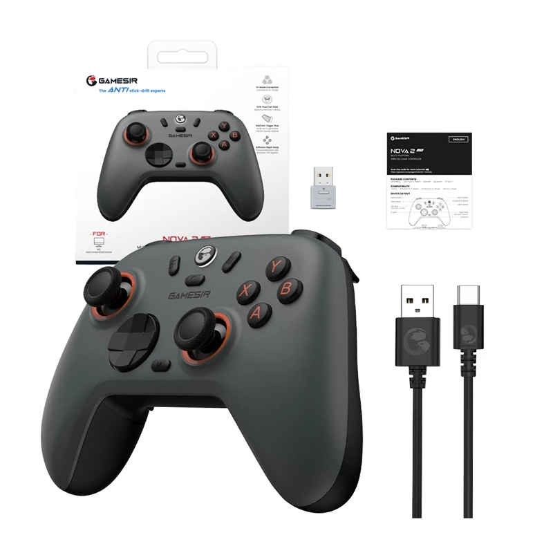 GameSir Nova 2 Lite Gray — bezvadu spēļu kontrolieris ar Bluetooth, kompakts
