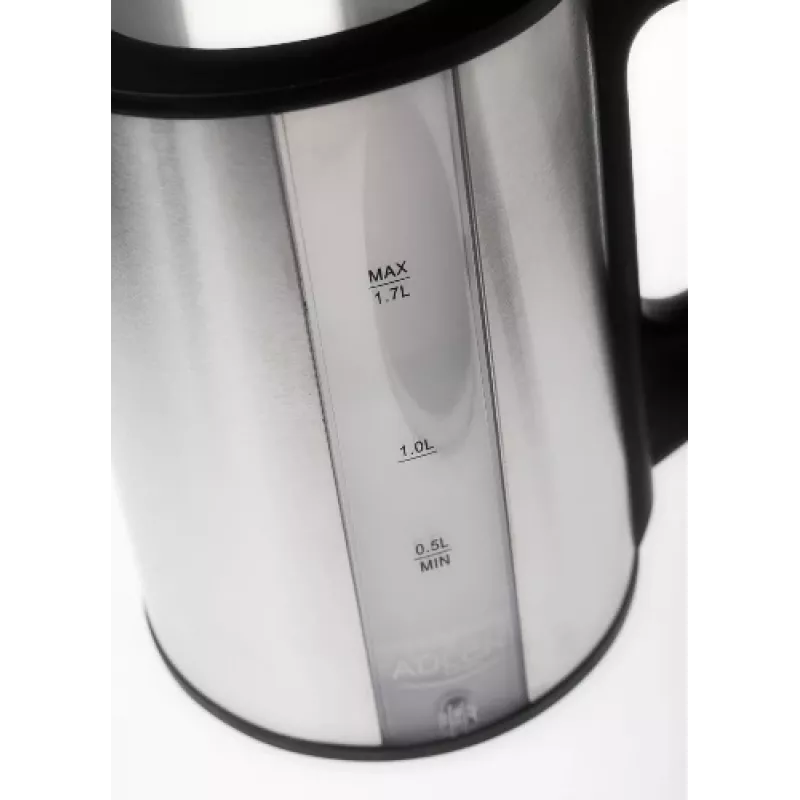 Adler AD 1216 elektriskā tējkanna 1.7 L Melna, Sudraba 2200 W