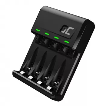 Lādētājs baterijām Green Cell GC VitalCharger USB, 4 sloti, AA/AAA, USB barošana, melns