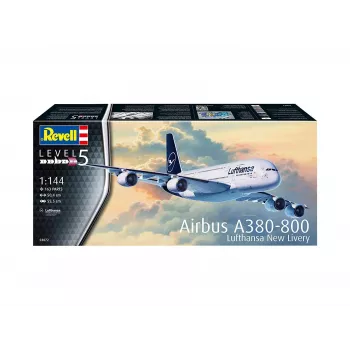 Salikts modelis Revell Airbus A380-800 Lufthansa Jaunā krāsojumā